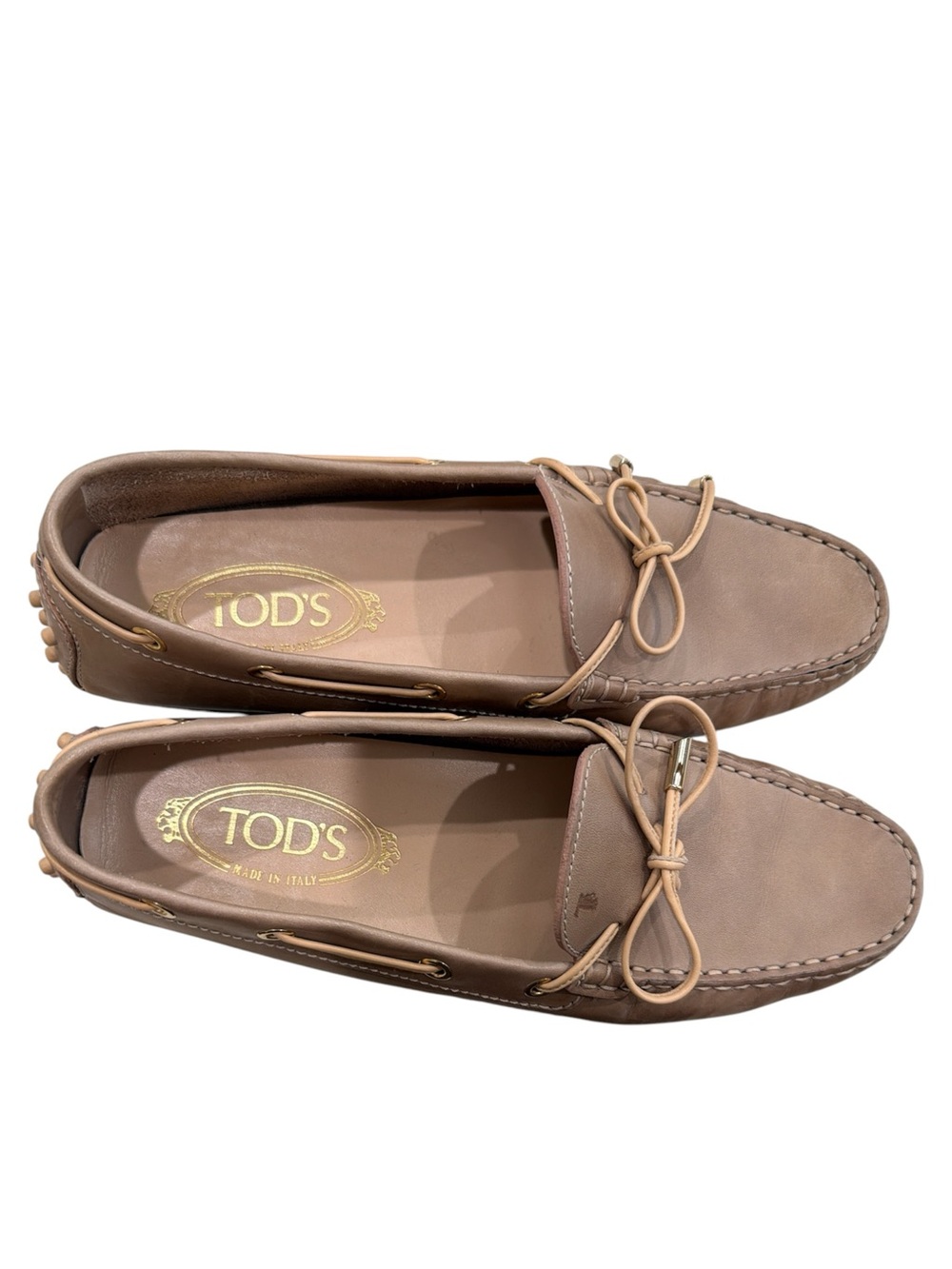 Tod's Taupe Leather Driving Loafers